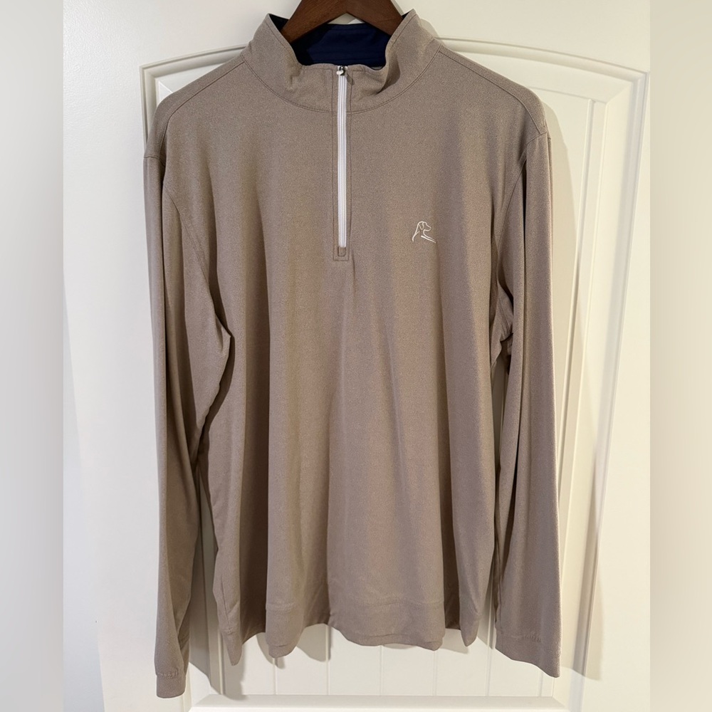 Rhoback Beige and Navy Quarter-Zip Pullover Men’s Large